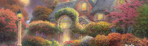 Download wallpaper flowers, garden, lantern, painting, cottage, flowers ...