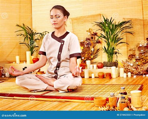 Bamboo Massage at Spa and Woman. Stock Image - Image of meditate ...