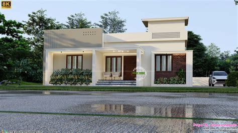 A Compact Marvel: 1200 Sq.Ft Single-Storey 3BHK Modern Flat Roof House ...