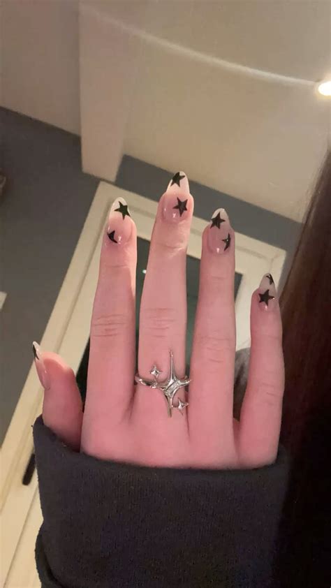 black star nails in 2025 | Simple nails, Acrylic nails, Nail designs