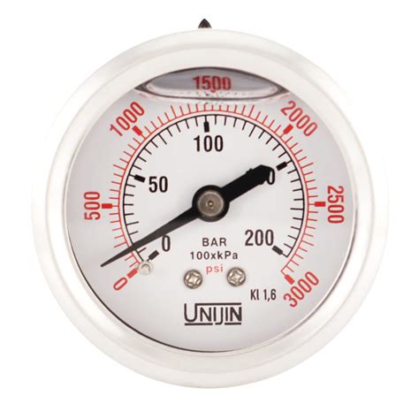 Unijin P251 Oil Filled Pressure Gauge, 0-1000 PSI, India | Ubuy