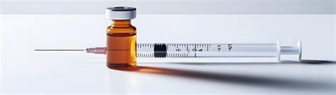 Floating insulin vial and syringe on white background concept as a ...