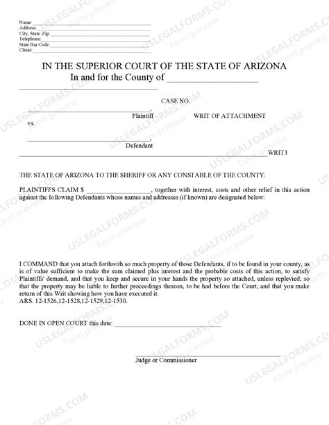 Arizona Writ of Attachment - Writ Attachment | US Legal Forms