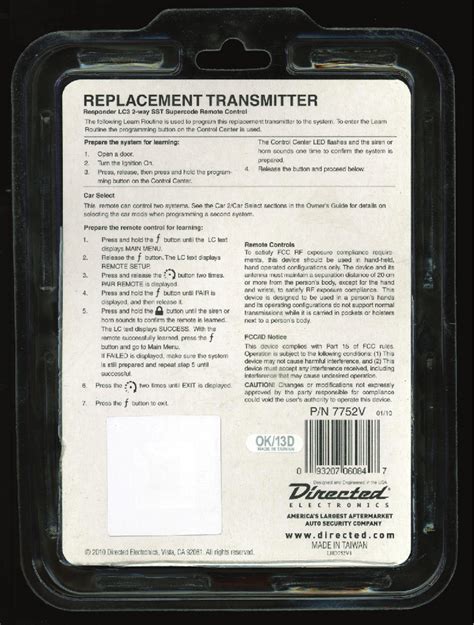 Viper 7254V Remote Programming 的图像结果