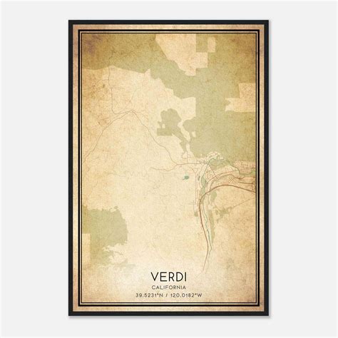 Vintage Verdi California Map Poster, Verdi CA City Road Wall Art Print - Custom Maps & Posters - country of verdis map