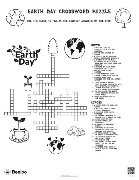 Earth Day-themed Crossword Puzzles • Beeloo Printable Crafts and ...