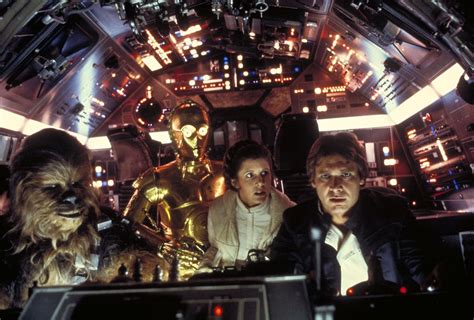 star wars movies c3po falcon cockpit carrie fisher han solo chewbacca ...