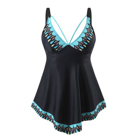 Awdenio Swimsuit Two Piece Swimsuit V Neck Tankini Bathing Suit for Big ...