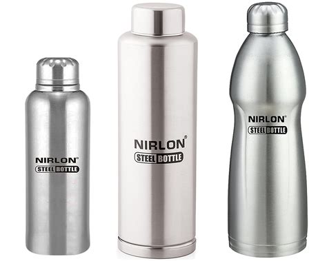 Nirlon Stainless Steel Water Bottle Set, 3-Pieces, Silver (FB_48843 ...