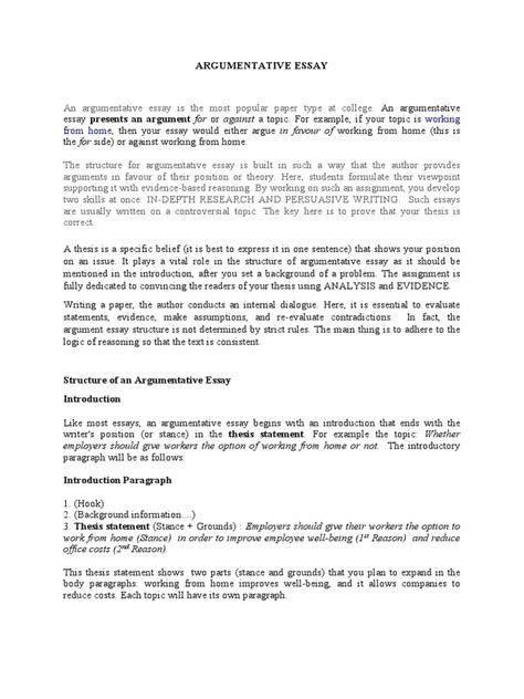 Image result for Argumentative Structure