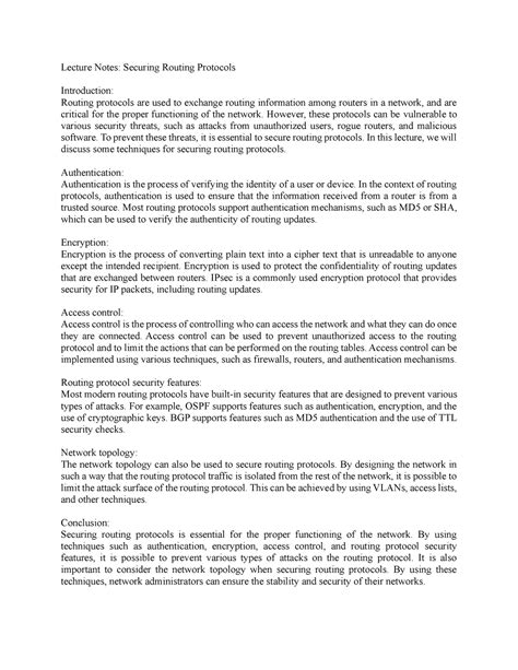 Securing Routing Protocols - Lecture Notes: Securing Routing Protocols ...
