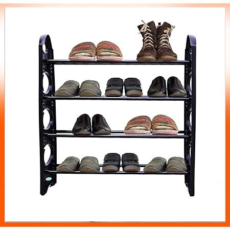 PUREUS Plastic Rod Foldable Shoe Rack with 4 Shelves : Amazon.in: Home ...