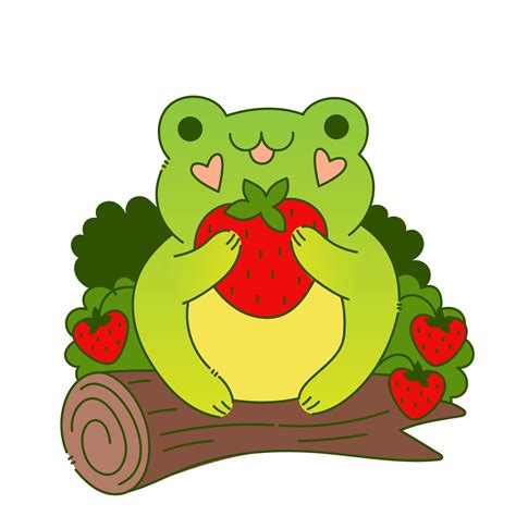 Cute cartoon funny frog. Kawaii character baby animals. Kids clipart ...