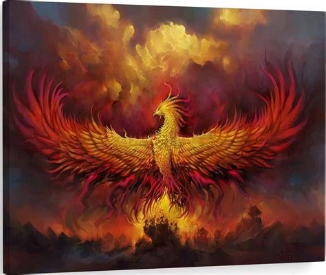 Picture of a Phoenix bird Rising from Ashes Canvas Wall art Frame ...