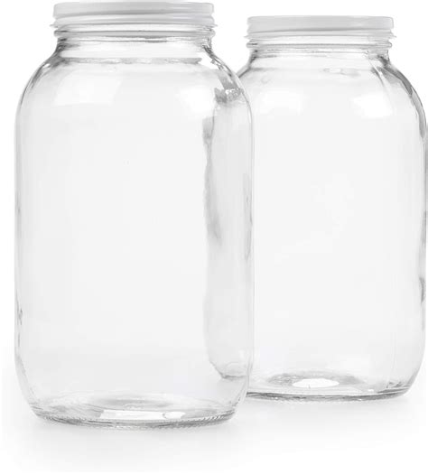 Amazon.com: Half Gallon Glass Jar with Airtight Leakproof Metal Lid ...