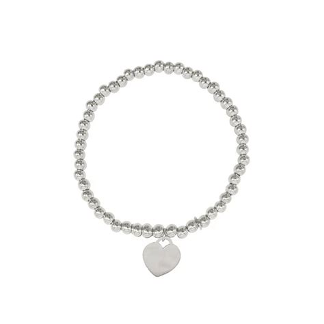 Adornia Silver Tone Bead Chain Heart Bracelet