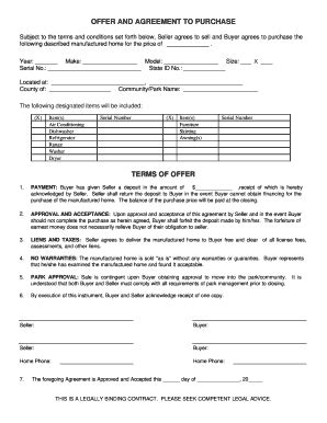 Mobile Home Purchase Agreement - Fill Online, Printable, Fillable ...