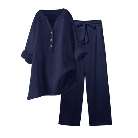 VBARHMQRT Two Piece Pants Sets for Women Summer 2 Piece Outfits Wide ...