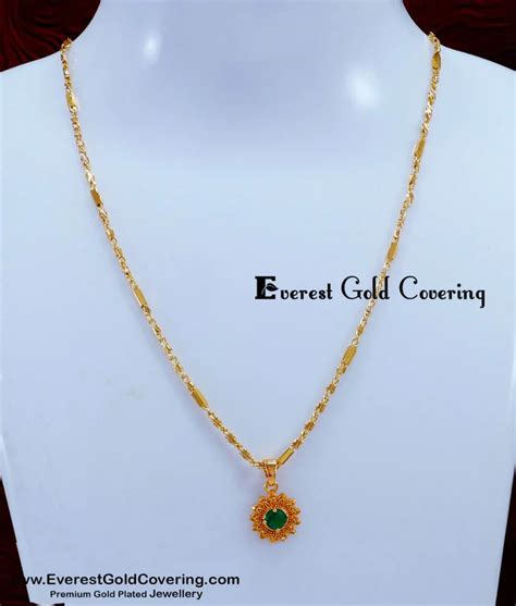 Buy Elegant Emerald Stone Pendant Gold Chain for Women