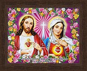 Avercart The Immaculate Heart - Sacred Heart of Jesus Poster 11x8.5 ...
