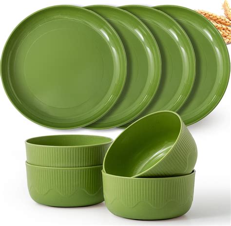 Amazon.com: Unbreakable Dinnerware Sets for 8 Peple, Plastic Plates and ...