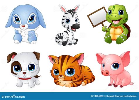 Cute Animals cartoon set stock vector. Illustration of cute - 94424252
