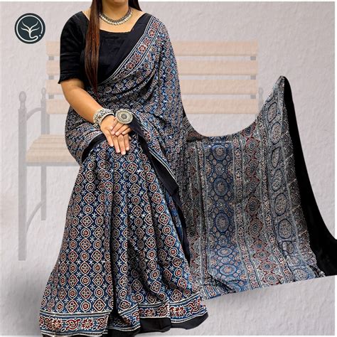 AJRAKH IN MODAL SILK (MD-AJ-KD-65) - BLOCK PRINTED – Exotyq