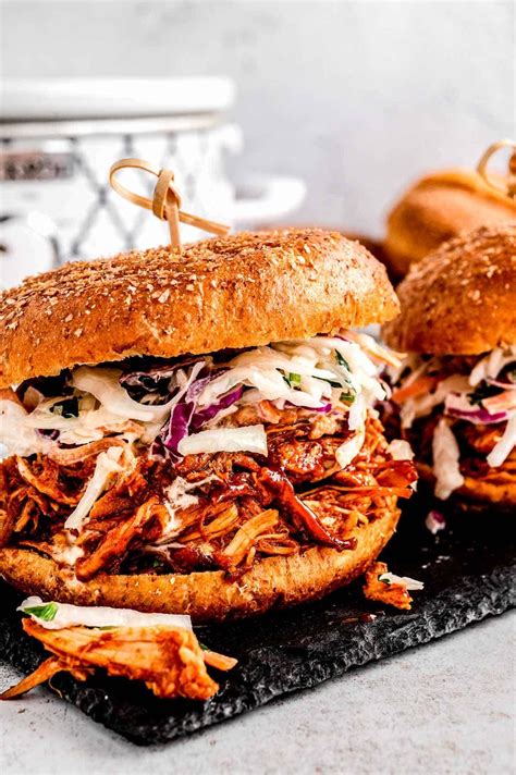 Slow Cooker BBQ Pulled Chicken Sandwiches | Recipe | Pulled chicken ...
