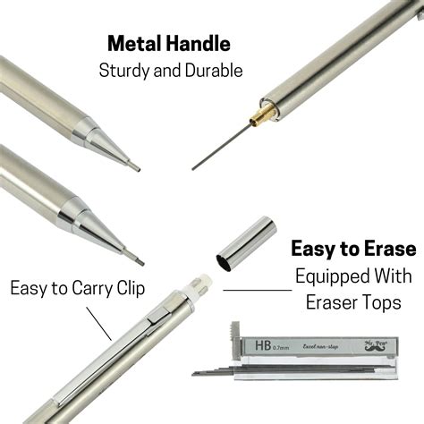 Mr. Pen- Metal Mechanical Pencil Set with Lead and Eraser Refills, 5 ...
