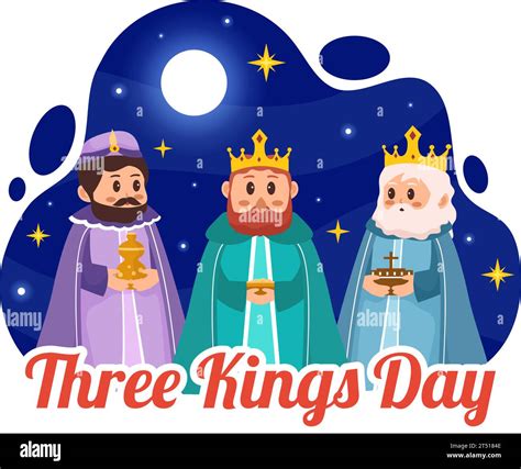 Happy Three Kings Day Vector Illustration to Faith on the Divinity of ...