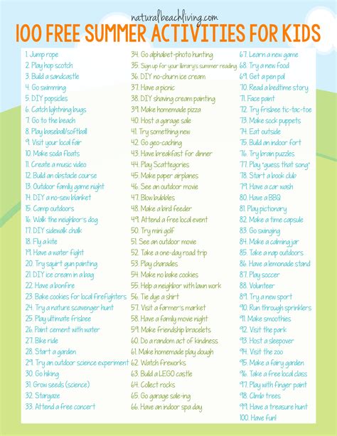 Summer Camp Activities List