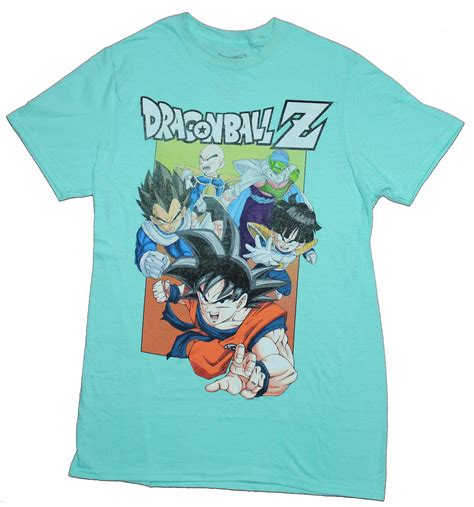 Dragon Ball Z Mens T-Shirt - Attacking Group Lead By Goku Under Logo ...
