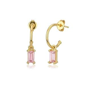 Buy Carlton London Women's Gold-Toned & Pink Contemporary Half Hoop ...