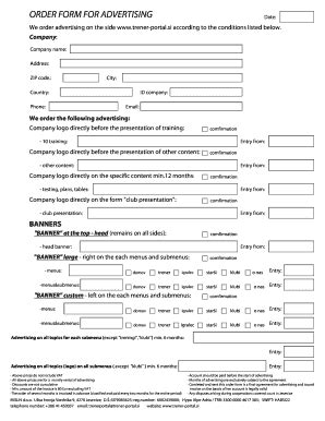Fillable Online ORDER FORM FOR ADVERTISING - Trener-portal Fax Email ...