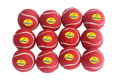 Buy Vizorr Heavy Rubber Tennis Ball (Red) (Pack of 12) Cricket Tennis ...
