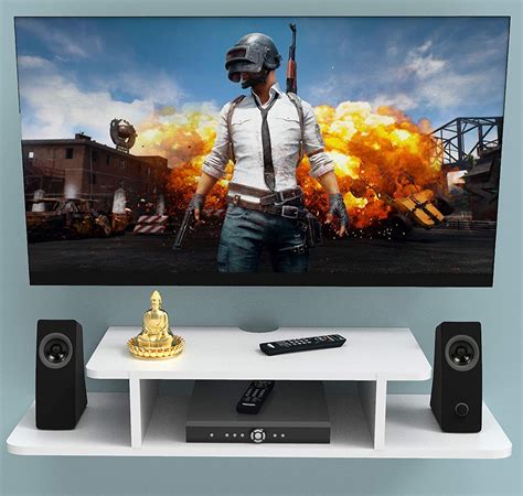 Nusrat Craft Wooden Floating TV Entertainment Unit - Wall Mounted Stand ...