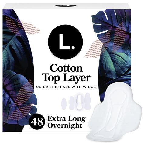 L. Ultra Thin Pads for Women, Overnight Absorbency, Organic Cotton Top Layer, Unscented Pads ...