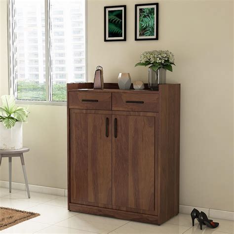 HomeTown Antwerp Two Door Shoe Rack in Sheesham Colour : Amazon.in ...