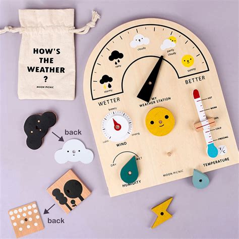 Buy Willstar Weather Watch - Educational Wooden Weatherboard for Kids ...