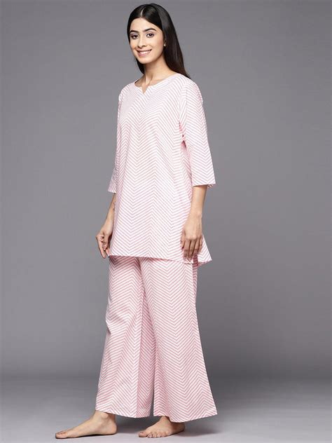 Buy White Printed Cotton Night Suit Online at Rs.1199 | Libas