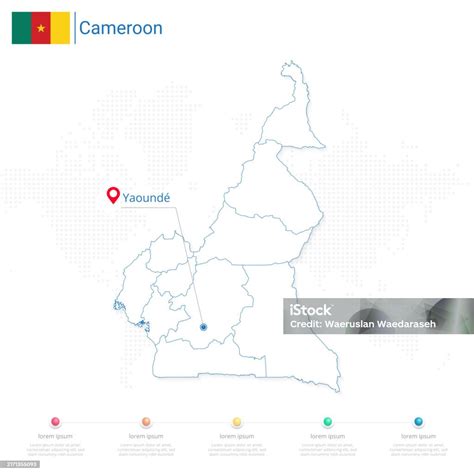 Cameroon Map Detailed Infographic And Pin Of Country Capital Yaounde On White Background Stock ...