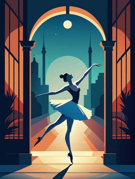 A poster for a ballet dancer with a city in the background | Premium AI ...