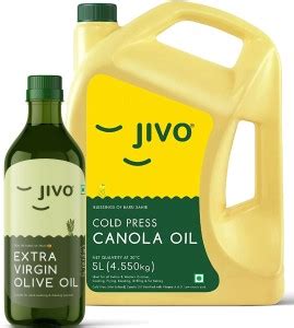 JIVO Canola Cold Press Edible Oil 5L + Extra Virgin 1L Canola Oil Can ...