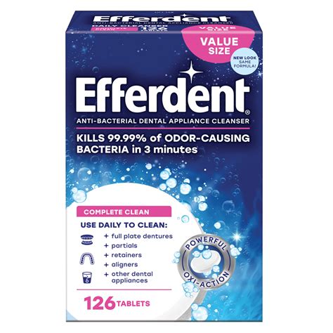 Efferdent Original Anti-Bacterial Denture Cleanser (Tablets, 126 Count ...