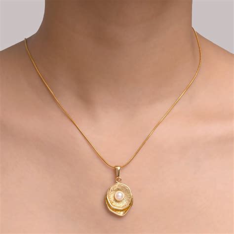 Artklim Gold Plated Spiral Pearl Pendant Necklace