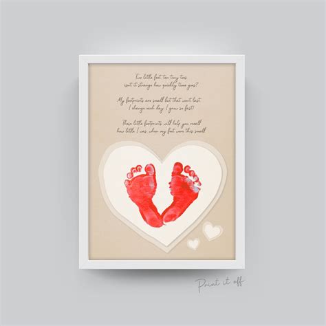 Footprint Poem / Two Feet, Ten Little Toes / Valentine's Day / Feet Heart Love / Handprint DIY ...