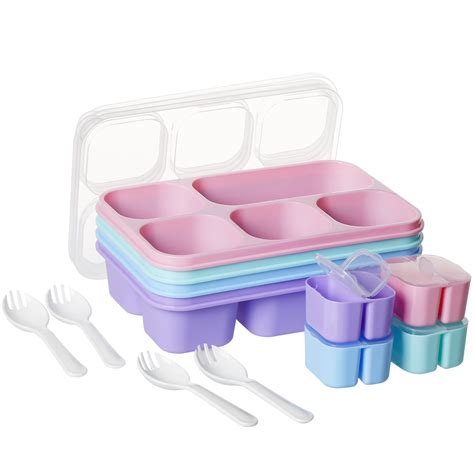 Greentainer Meal Prep Lunch Boxes with 5 Compartments, Colorful Food ...