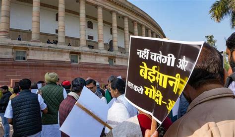 Opposition MPs protest in Parliament premises on Adani issue- The Week