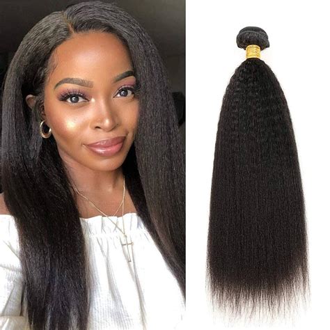 Amazon.com : Amella Hair 10A Kinky Straight Hair 1 Bundles Yaki Human ...