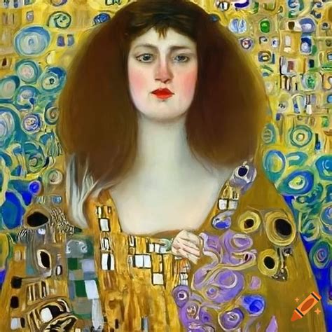 Portrait painting of a woman by Gustav Klimt on Craiyon